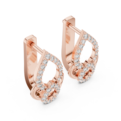Floral Pear Round Cut Lab Grown Diamond Leverback Earrings