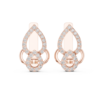 Floral Pear Round Cut Lab Grown Diamond Leverback Earrings