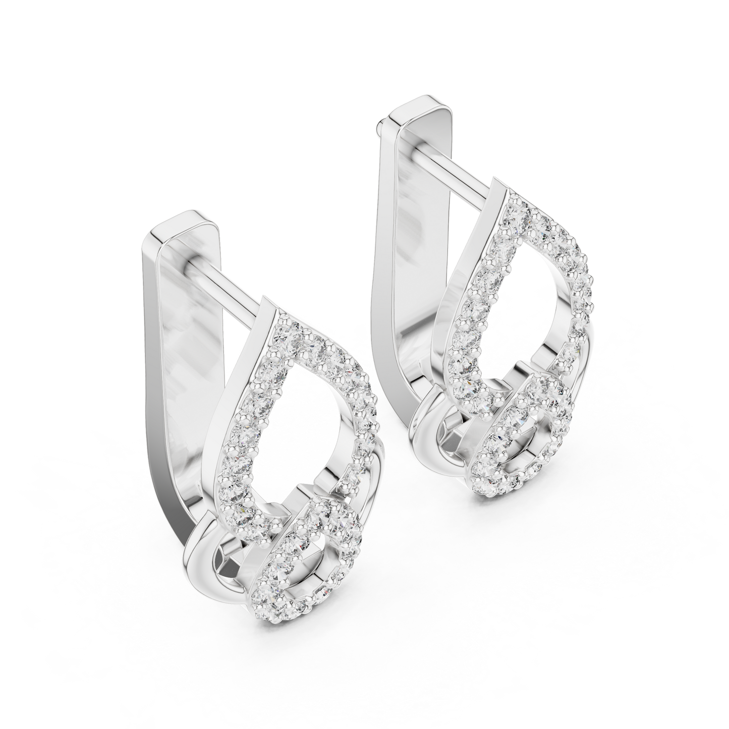 Floral Pear Round Cut Lab Grown Diamond Leverback Earrings