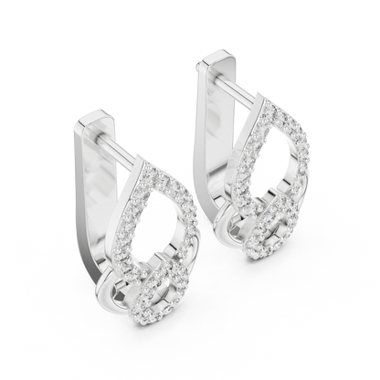 Floral Pear Round Cut Lab Grown Diamond Leverback Earrings