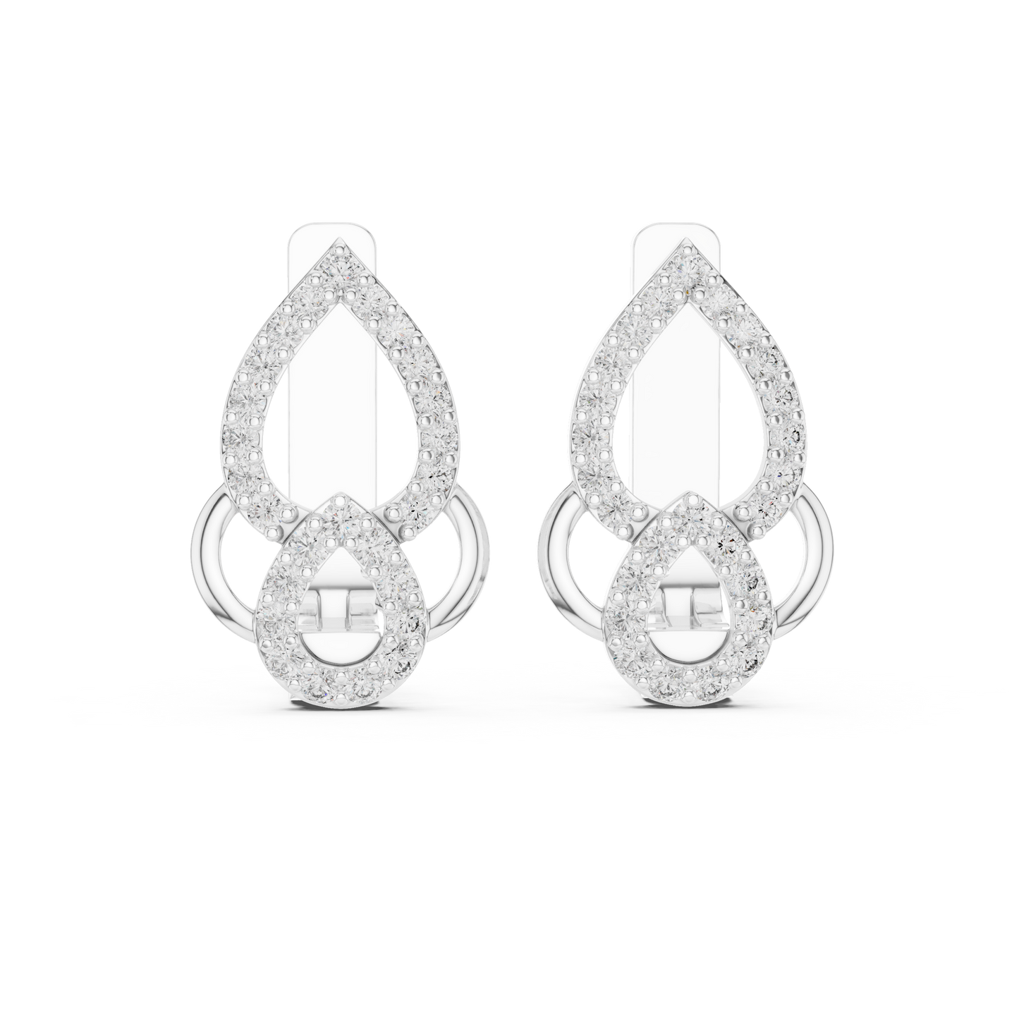 Floral Pear Round Cut Lab Grown Diamond Leverback Earrings
