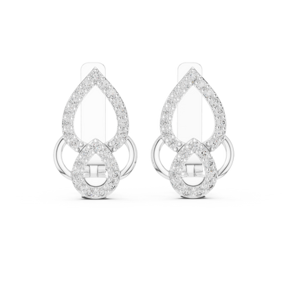 Floral Pear Round Cut Lab Grown Diamond Leverback Earrings
