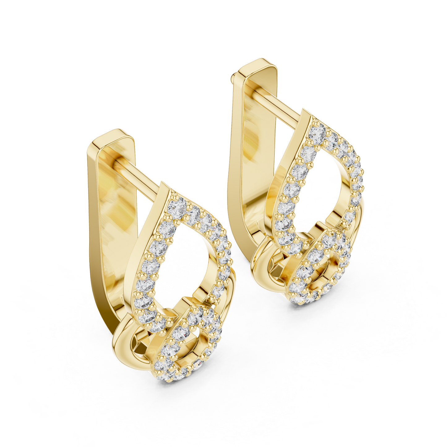 Floral Pear Round Cut Lab Grown Diamond Leverback Earrings