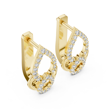 Floral Pear Round Cut Lab Grown Diamond Leverback Earrings