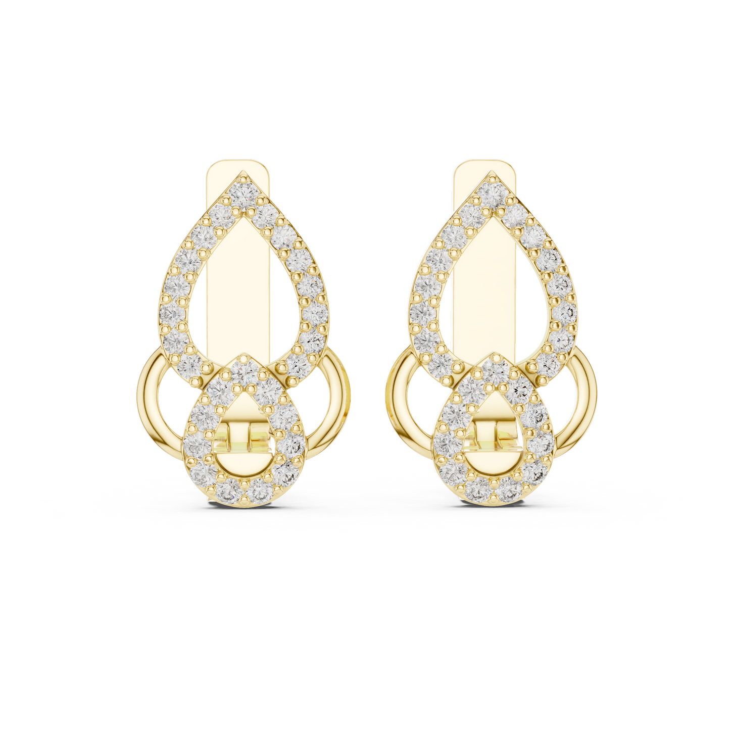 Floral Pear Round Cut Lab Grown Diamond Leverback Earrings