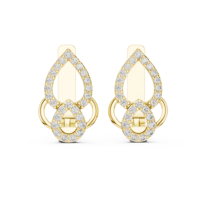 Floral Pear Round Cut Lab Grown Diamond Leverback Earrings
