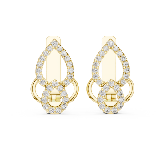 Floral Pear Round Cut Lab Grown Diamond Leverback Earrings