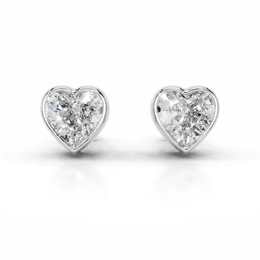 Heart Cut Moissanite Silver Bezel Set Earring