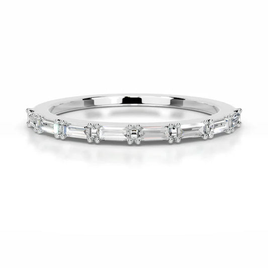 0.3 CTW Baguette Cut Moissanite Silver Half Eternity Set Wedding Band