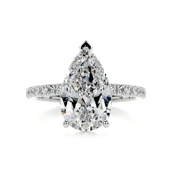 5.0 Ct Pear Cut Moissanite Silver Half Eternity Set Engagement Ring