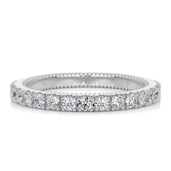 0.52 CTW Round Cut Moissanite Silver Half Eternity Set Wedding Band