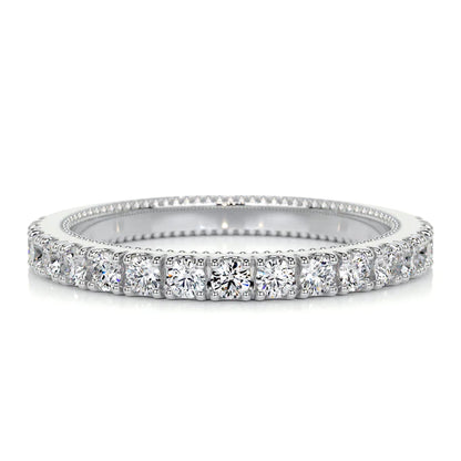 0.52 CTW Round Cut Moissanite Silver Half Eternity Set Wedding Band