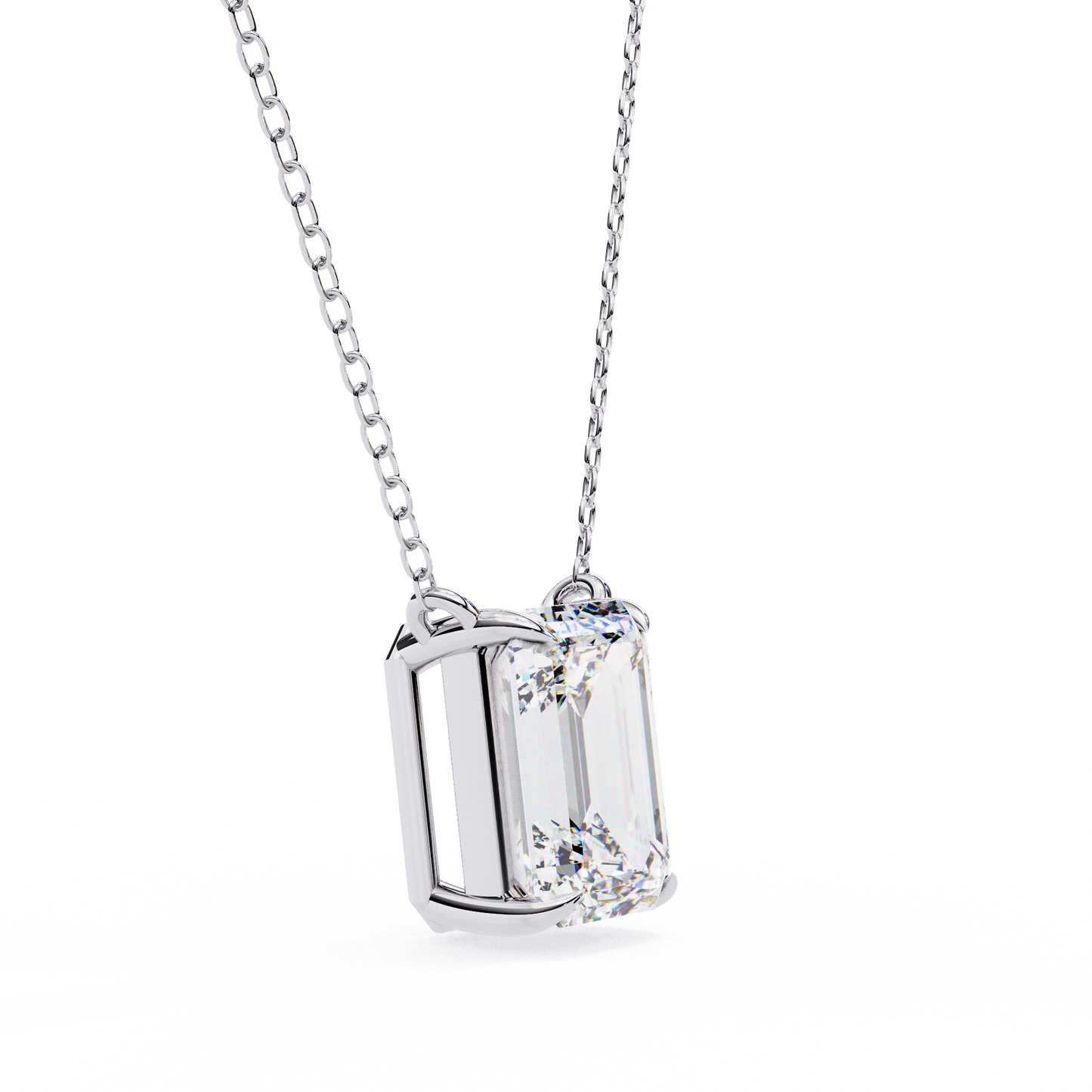 1.03 Ct Emerald Cut Lab Grown Diamond Four Prong Pendant