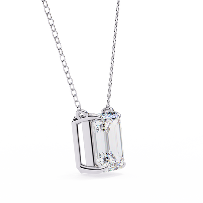 1.03 Ct Emerald Cut Lab Grown Diamond Four Prong Pendant