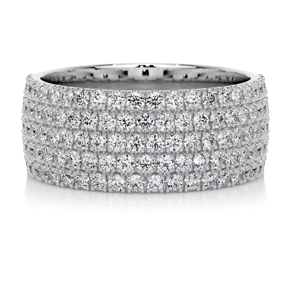 1.4 CTW Round Cut Moissanite Silver Half Eternity Set Wedding Band