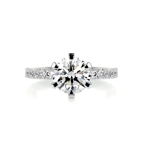 1.5 Ct Round Cut Moissanite Silver Six Prong Set Engagement Ring