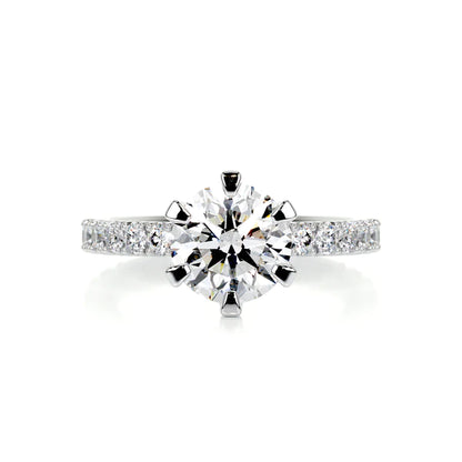 1.5 Ct Round Cut Moissanite Silver Six Prong Set Engagement Ring
