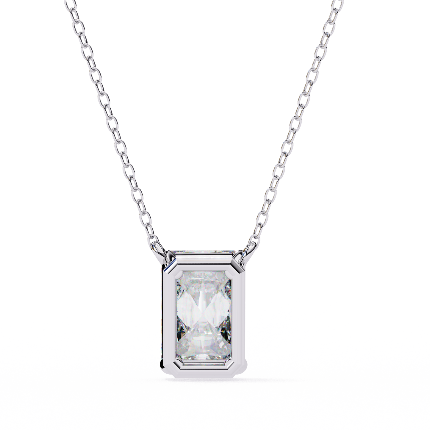 1.03 Ct Emerald Cut Lab Grown Diamond Four Prong Pendant