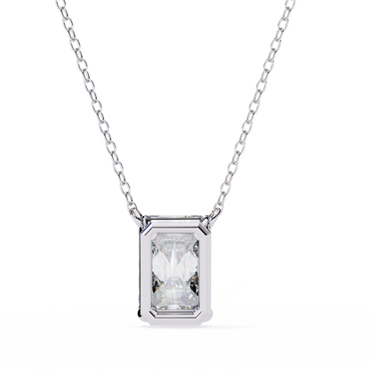 1.03 Ct Emerald Cut Lab Grown Diamond Four Prong Pendant