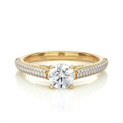 1.02 Ct Round Cut Lab Grown Diamond Engagement Ring in Micro Pave Setting