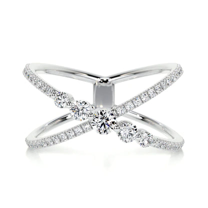 0.42 CTW Round Cut Moissanite Silver Pave Set Wedding Band