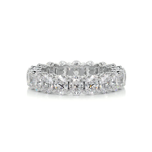 3.5 CTW Oval Cut Moissanite Silver Full Eternity Set Wedding Band