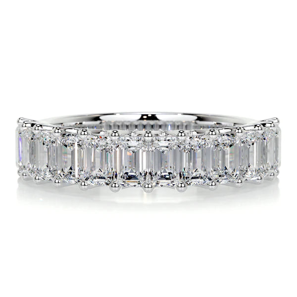 2.5 CTW Emerald Cut Moissanite Silver Half Eternity Set Wedding Band