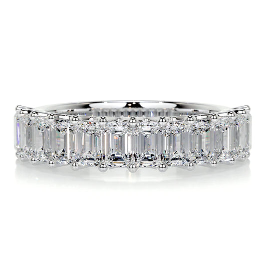 2.5 CTW Emerald Cut Moissanite Silver Half Eternity Set Wedding Band