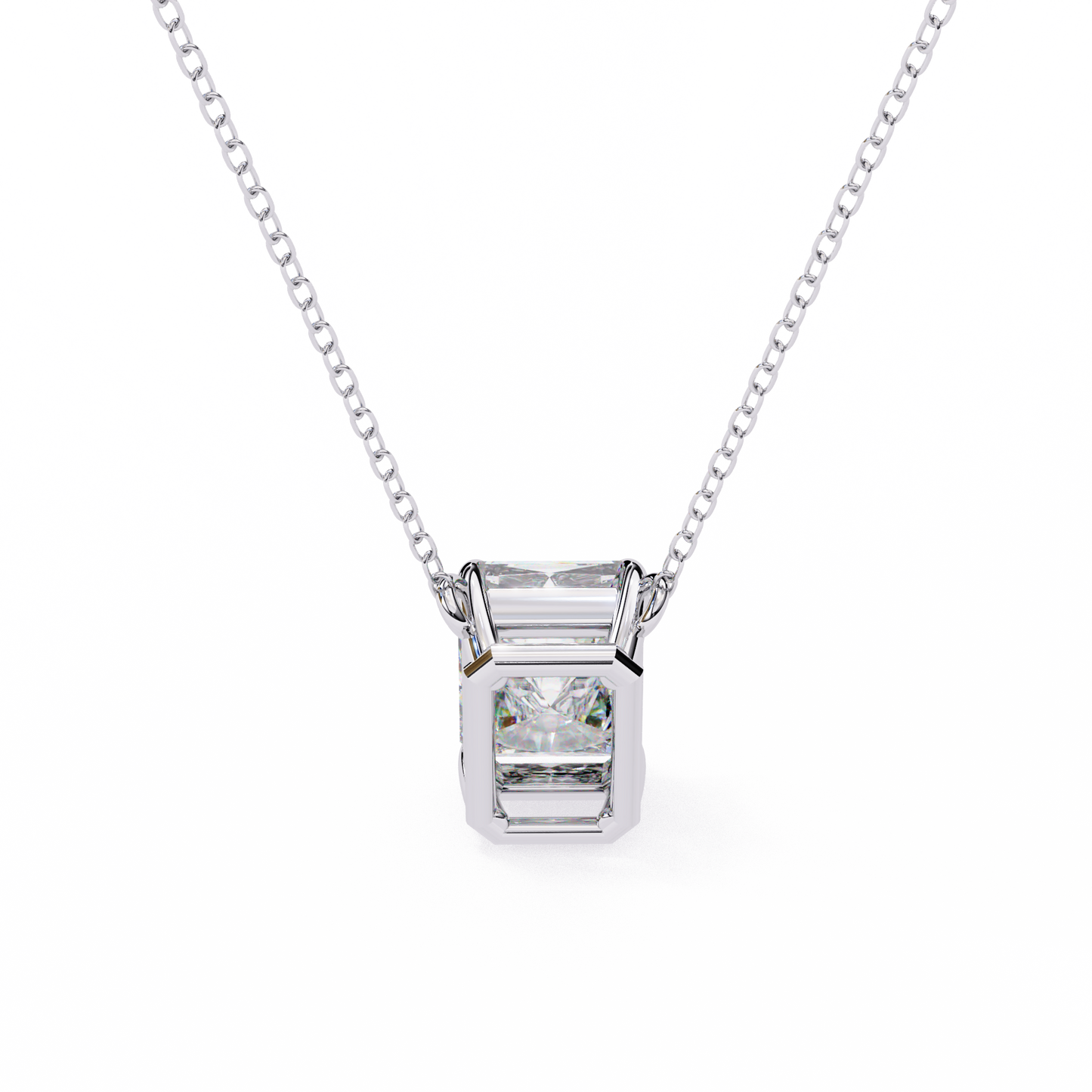 1.03 Ct Emerald Cut Lab Grown Diamond Four Prong Pendant