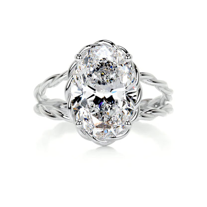Oval Cut Moissanite Solitaire Split Shank Silver Engagement Ring