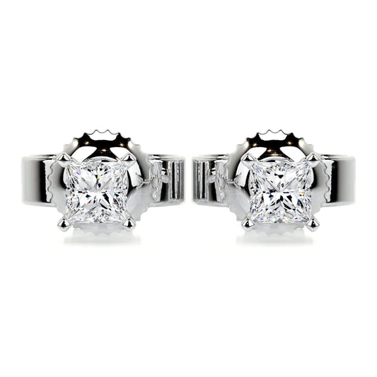 Princess Cut Moissanite Silver Earring
