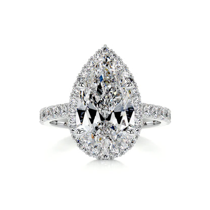 2.6 Ct Pear Cut Moissanite Half Eternity Set Silver Engagement Ring