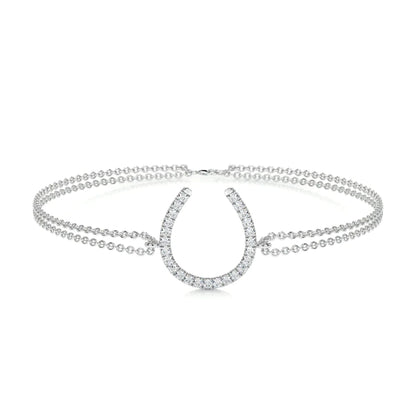 0.2 CTW Round Cut Moissanite Silver Horseshoe Shape Bracelet
