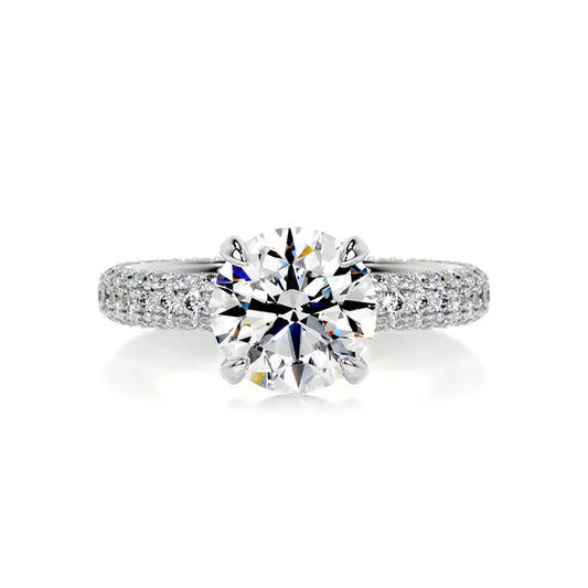 1.5 Ct Round Cut Moissanite Silver Pave Set Engagement Ring