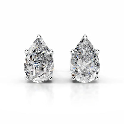 Pear Cut Moissanite Silver Stud Earring