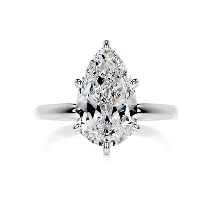 Pear Cut Moissanite Six Prong Set Solitaire Silver Engagement Ring