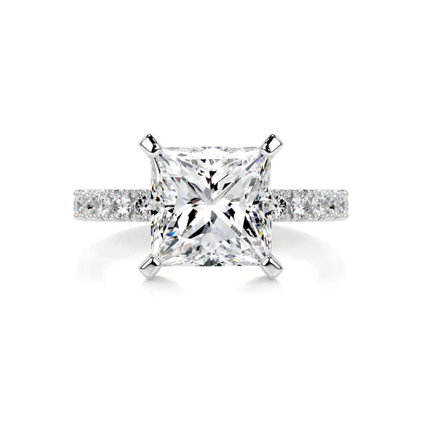 4.0 Ct Princess Cut Moissanite Silver Engagement Ring