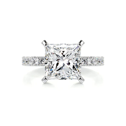 4.0 Ct Princess Cut Moissanite Silver Engagement Ring