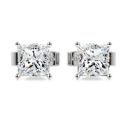 Princess Cut Moissanite Silver Stud Earring