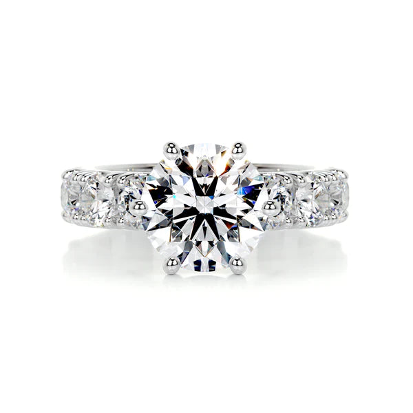 2.1 Ct Round Cut Moissanite Silver Six Prong Set Engagement Ring
