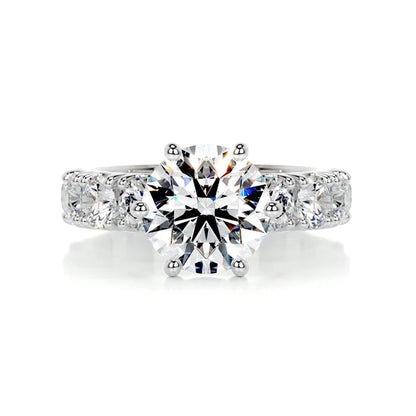 2.1 Ct Round Cut Moissanite Silver Six Prong Set Engagement Ring