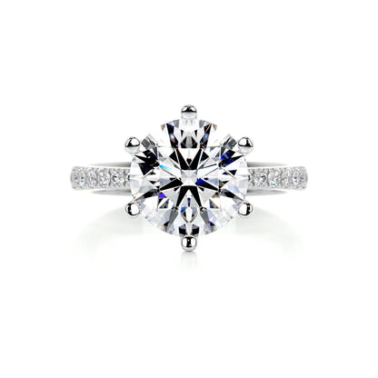 3.0 Ct Round Cut Moissanite Pave Set Silver Engagement Ring