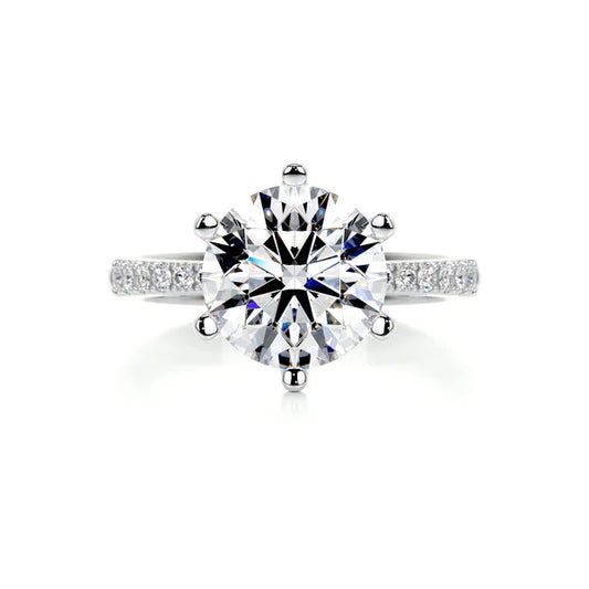 3.0 Ct Round Cut Moissanite Pave Set Silver Engagement Ring