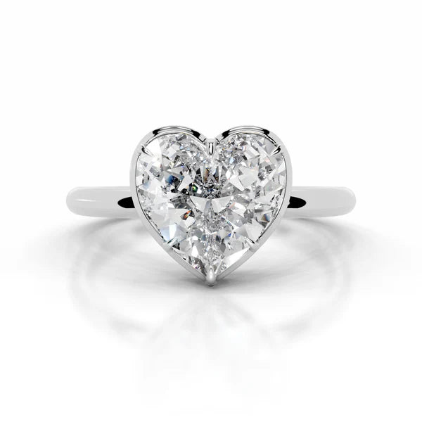 Heart Cut Moissanite Four Prong Set Solitaire Silver Engagement Ring