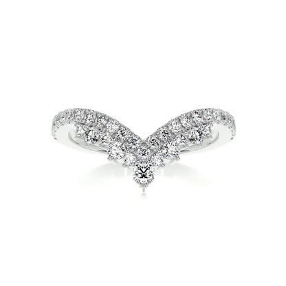 0.5 CTW Round Cut Moissanite Silver V Shape Wedding Band