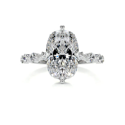 Cushion Cut Moissanite Mil Grain Shank Silver Engagement Ring