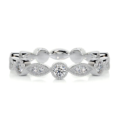 0.6 CTW Round Cut Moissanite Silver Wedding Band
