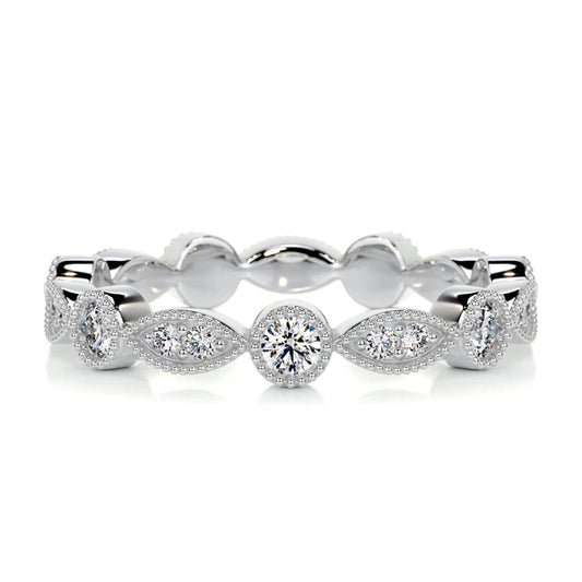 0.6 CTW Round Cut Moissanite Silver Wedding Band