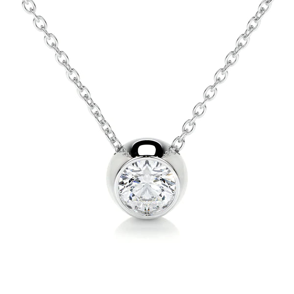 1.0 Ct Round Cut Moissanite Silver Solitaire Pendant