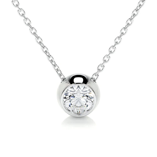 1.0 Ct Round Cut Moissanite Silver Solitaire Pendant